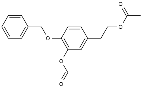 Benzeneethanol, 3-(formyloxy)-4-(phenylmethoxy)-, 1-acetate Structure