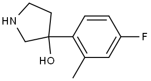 3-(4-fluoro-2-methylphenyl)pyrrolidin-3-ol 구조식 이미지
