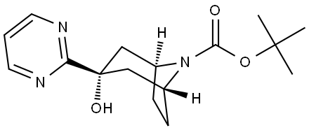 tert-butyl 3-endo-3-hydroxy-3-(pyrimidin-2-yl)-8-azabicyclo[3.2.1]octane-8-carboxylate Structure