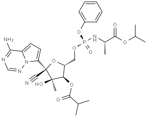 GS-441285 1′-cyano-2′-C-methyl-4-aza-7,9-dideazaadenosine Structure