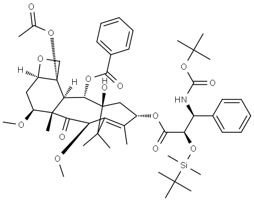 Benzenepropanoic acid, β-[[(1,1-dimethylethoxy)carbonyl]amino]-α-[[(1,1-dimethylethyl)dimethylsilyl]oxy]-, (2aR,4S,4aS,6R,9S,11S,12S,12aR,12bS)-12b-(acetyloxy)-12-(benzoyloxy)-2a,3,4,4a,5,6,9,10,11,12,12a,12b-dodecahydro-11-hydroxy-4,6-dimethoxy-4a,8,13,13-tetramethyl-5-oxo-7,11-methano-1H-cyclodeca[3,4]benz[1,2-b]oxet-9-yl ester, (αR,βS)- Structure