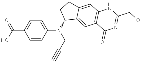 Benzoic acid, 4-[2-propyn-1-yl[(6R)-4,6,7,8-tetrahydro-2-(hydroxymethyl)-4-oxo-3H-cyclopenta[g]quinazolin-6-yl]amino]- Structure
