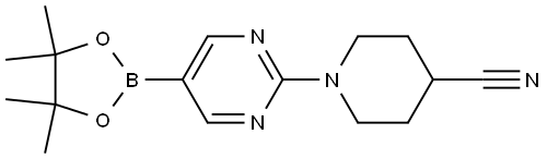 1-[5-(4,4,5,5-tetramethyl-1,3,2-dioxaborolan-2-yl)pyrimidin-2-yl]piperidine-4-carbonitrile Structure