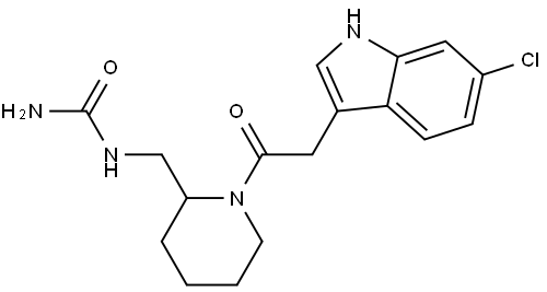 Urea, N-[[1-[2-(6-chloro-1H-indol-3-yl)acetyl]-2-piperidinyl]methyl]- Structure