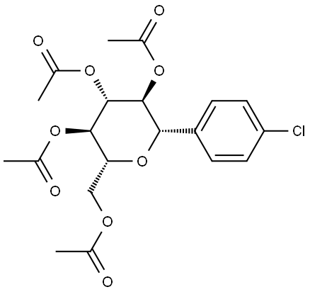 D-Glucitol, 1,5-anhydro-1-C-(4-chlorophenyl)-, 2,3,4,6-tetraacetate, (1S)- Structure