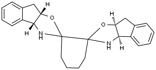 Dispiro[2H-indeno[1,2-d]oxazole-2,1'-cyclohexane-2',2''-[2H]indeno[1,2-d]oxazole], 3,3'',3a,3''a,8,8'',8a,8''a-octahydro-, (3aR,3''aR,8aS,8''aS)- Structure