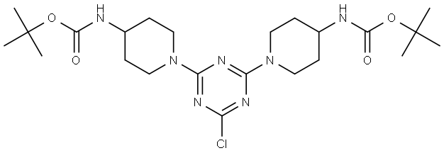 Carbamic acid, N,N′-[(6-chloro-1,3,5-triazine-2,4-diyl)di-1,4-piperidinediyl]bis-, C,C′-bis(1,1-dimethylethyl) ester Structure