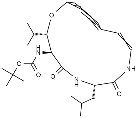 Carbamic acid, [3-(1-methylethyl)-7-(2-methylpropyl)-5,8-dioxo-6,9-diazabicyclo[10.2.2]hexadeca-10,12,14,15-tetraen-4-yl]-, 1,1-dimethylethyl ester, [3S-(3R*,4R*,7R*)]- (9CI) 구조식 이미지