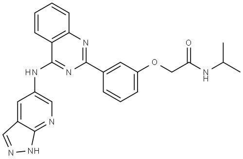 2-(3-(4-((1H-pyrazolo[3,4-b]pyridin-5-yl)amino)quinazolin-2-yl)phenoxy)-N-isopropylacetamide Structure