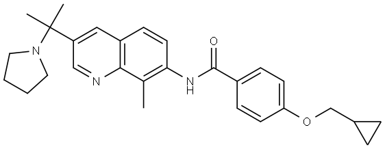 Benzamide, 4-(cyclopropylmethoxy)-N-[8-methyl-3-[1-methyl-1-(1-pyrrolidinyl)ethyl]-7-quinolinyl]- Structure