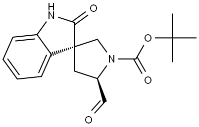 tert-butyl (3S,5'R)-5'-formyl-2-oxospiro[indoline-3,3'-pyrrolidine]-1'-carboxylate Structure