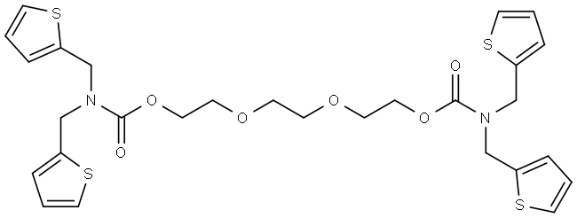 Carbamic acid, N,N-bis(2-thienylmethyl)-, C,C'-[1,2-ethanediylbis(oxy-2,1-ethanediyl)] ester Structure