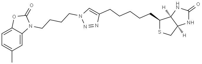 5-methyl-3-(4-(4-(5-((3aS,4S,6aR)-2-oxohexahydro-1H-thieno[3,4-d]imidazol-4-yl)pentyl)-1H-1,2,3-triazol-1-yl)butyl)benzo[d]oxazol-2(3H)-one Structure