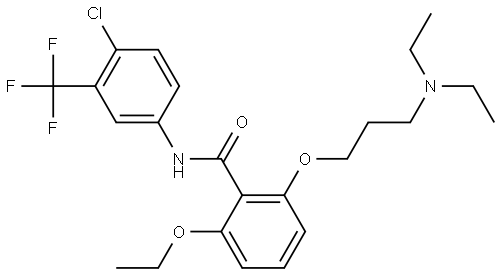 Benzamide, N-[4-chloro-3-(trifluoromethyl)phenyl]-2-[3-(diethylamino)propoxy]-6-ethoxy- Structure