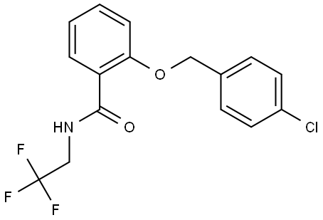 2-[(4-Chlorophenyl)methoxy]-N-(2,2,2-trifluoroethyl)benzamide Structure