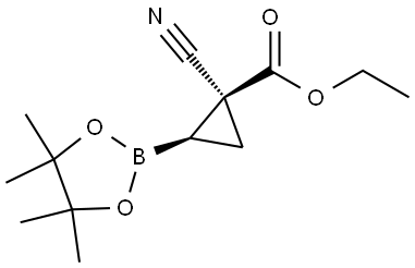 ethyl 1-cyano-2-(4,4,5,5-tetramethyl-1,3,2-dioxaborolan-2-yl)cyclopropane-1-carboxylate Structure