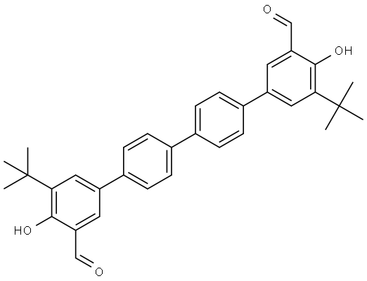 5,5'''-di-tert-butyl-4,4'''-dihydroxy-[1,1':4',1'':4'',1'''-quaterphenyl]-3,3'''-dicarbaldehyde Structure