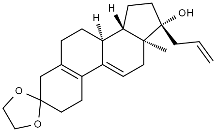 Estra-5(10),9(11)-dien-3-one, 17-hydroxy-17-(2-propenyl)-, cyclic 1,2-ethanediyl acetal, (17β)- Structure