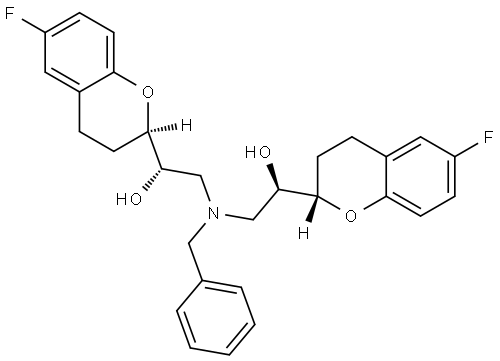 (S)-2-(benzyl((R)-2-((S)-6-fluorochroman-2-yl)-2-hydroxyethyl)amino)-1-((R)-6-fluorochroman-2-yl)ethan-1-ol 구조식 이미지