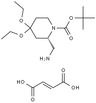 (2S)-2-(Aminomethyl)-4,4-diethoxypiperidine fumarate, N1-BOC protected Structure