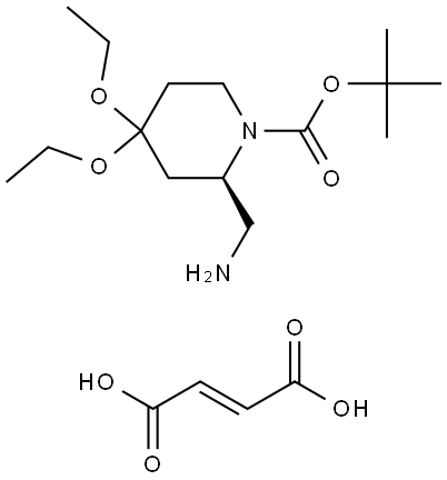 (2R)-2-(Aminomethyl)-4,4-diethoxypiperidine fumarate, N1-BOC protected Structure