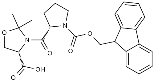 4-Oxazolidinecarboxylic acid, 3-[[(2S)-1-[(9H-fluoren-9-ylmethoxy)carbonyl]-2-pyrrolidinyl]carbonyl]-2,2-dimethyl-, (4S)- Structure