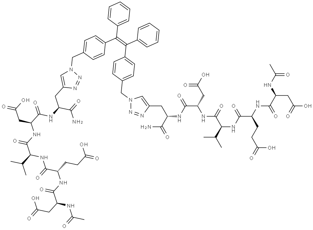 L-Alaninamide, 53,5′3-[[(1Z)-1,2-diphenyl-1,2-ethenediyl]bis(4,1-phenylenemethylene-1H-1,2,3-triazole-1,4-diyl)]bis[N-acetyl-L-α-aspartyl-L-α-glutamyl-L-valyl-L-α-aspartyl- Structure