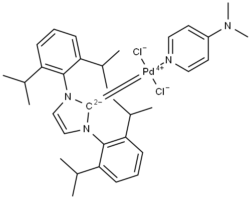 Palladium,[1,3-bis[2,6-bis(1-methylethyl)phenyl]-1,3-dihydro-2H-imidazol-2-ylidene]dichloro(N,N-dimethyl-4-pyridinamine-κN1)-, (SP-4-1)- (ACI) Structure