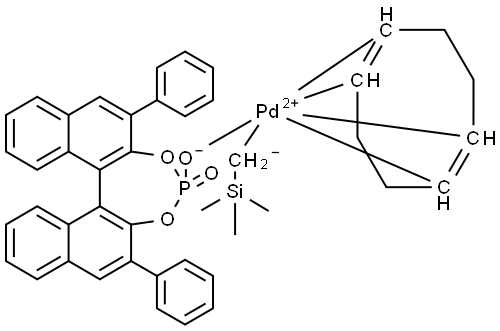 Palladium,?[(1,2,5,6-η)-1,5-cyclooctadiene][(11bR)-4-(hydroxy-κO)-2,6-diphenyldinaphtho[2,1-d:1′,2′-f][1,3,2]dioxaphosphepin 4-oxidato][(trimethylsilyl)methyl]- (ACI) Structure