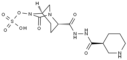 (1R,2S,5R)-7-oxo-2-(2-((S)-piperidine- 3-carbonyl)hydrazine-1-carbonyl) -1,6- diazabi cyclo[3.2.1]octan-6-yl hydrogen sulfate Structure