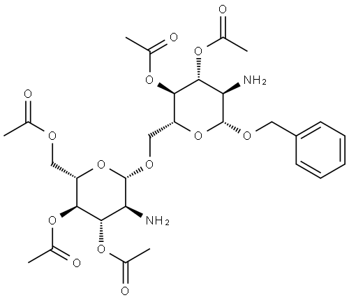 benzyl 3,4-di-O-acetyl-6-O-(3,4,6-tri-O-acetyl-2-amino-2-desoxy-β-D-glucopyranosyl)-2-amino-2-desoxy-β-D-glucopyranoside Structure