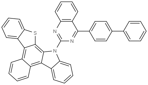 14H-Benzo[c][1]benzothieno[2,3-a]carbazole, 14-(4-[1,1′-biphenyl]-4-yl-2-quinazolinyl)- Structure