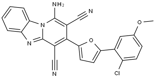 Pyrido[1,2-a]benzimidazole-2,4-dicarbonitrile, 1-amino-3-[5-(2-chloro-5-methoxyphenyl)-2-furanyl]- Structure