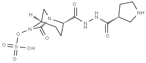 (1R,2S,5R)-7-oxo-2-(2-((R)-pyrrolidine-3-carbonyl)hydrazine-1-carbonyl)-1,6-diazabicyclo[3.2.1]octan-6-yl hydrogen sulfate Structure