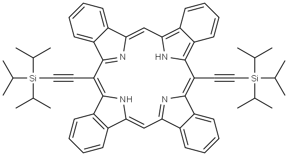 29H,31H-Tetrabenzo[b,g,l,q]porphine, 6,20-bis[2-[tris(1-methylethyl)silyl]ethynyl]- Structure