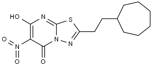 2-(2-cycloheptylethyl)-7-hydroxy-6-nitro-5H-[1,3,4]thiadiazolo[3,2-a]pyrimidin-5-one 구조식 이미지