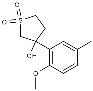 Thiophene-3-ol, tetrahydro-3-(2-methoxy-5-methylphenyl)-, 1,1-dioxide Structure