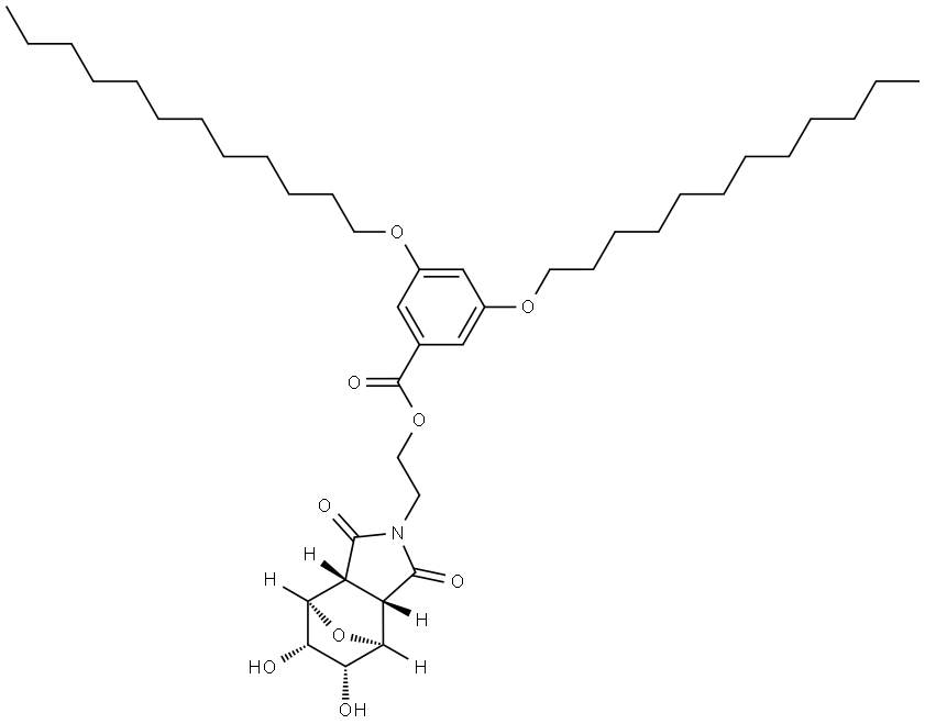 2-((3aR,4R,5S,6R,7S,7aS)-5,6-dihydroxy-1,3-dioxohexahydro-1H-4,7-epoxyisoindol-2(3H)-yl)ethyl 3,5-bis(dodecyloxy)benzoate Structure