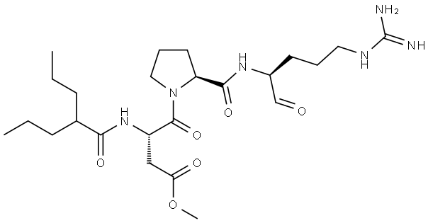 methyl (3S)-4-[(2S)-2-{[(2S)-5-carbamimidamido-1-oxopentan-2-yl]carbamoyl}pyrrolidin-1-yl]-4-oxo-3-(2-propylpentanamido)butanoate Structure