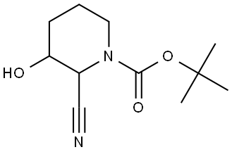 tert-butyl 2-cyano-3-hydroxypiperidine-1-carboxylate Structure