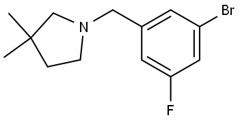 Pyrrolidine, 1-[(3-bromo-5-fluorophenyl)methyl]-3,3-dimethyl- Structure