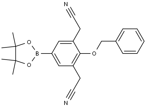 2,2'-(2-(benzyloxy)-5-(4,4,5,5-tetramethyl-1,3,2-dioxaborolan-2-yl)-1,3-phenylene)diacetonitrile 구조식 이미지