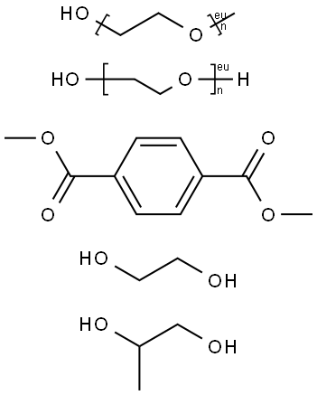 1,4-Benzenedicarboxylic acid, dimethyl ester, polymer with 1,2-ethanediol, alpha-hydro-omega-hydroxypoly(oxy-1,2-ethanediyl) and 1,2-propanediol, ester with alpha-methyl-omega-hydroxypoly(oxy-1,2-ethanediyl) Structure