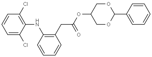 Benzeneacetic acid, 2-[(2,6-dichlorophenyl)amino]-, 2-phenyl-1,3-dioxan-5-yl ester Structure