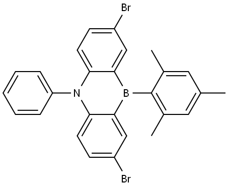 Phenazaborine, 2,8-dibromo-5,10-dihydro-5-phenyl-10-(2,4,6-trimethylphenyl)- Structure