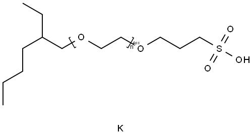 Polyethyleneglycol octyl (3-sulfopropyl) diether, potassium salt  Structure