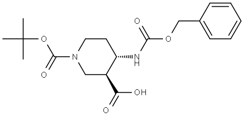 trans-1-Boc-4-Cbz-amino-piperidine-3-carboxylic acid Structure