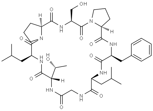 Cyclo(glycyl-L-threonyl-L-leucyl-L-prolyl-L-seryl-L-prolyl-L-phenylalanyl-L-leucyl) Structure