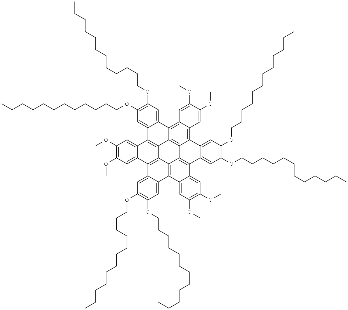 2,3,10,11,18,19-hexakis(dodecyloxy)-6,7,14,15,22,23-hexamethoxytrinaphtho[1,2,3,4-fgh:1',2',3',4'-pqr:1'',2'',3'',4''-za1b1]trinaphthylene Structure