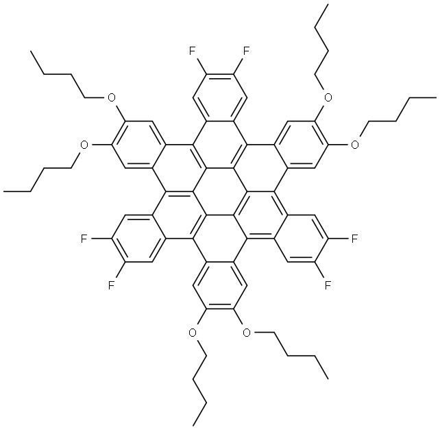 2,3,10,11,18,19-hexabutoxy-6,7,14,15,22,23-hexafluorotrinaphtho[1,2,3,4-fgh:1',2',3',4'-pqr:1'',2'',3'',4''-za1b1]trinaphthylene Structure